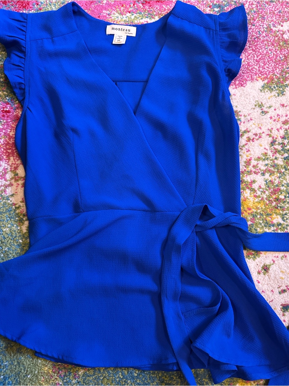 Monteau Royal Blue Wrap Blouse